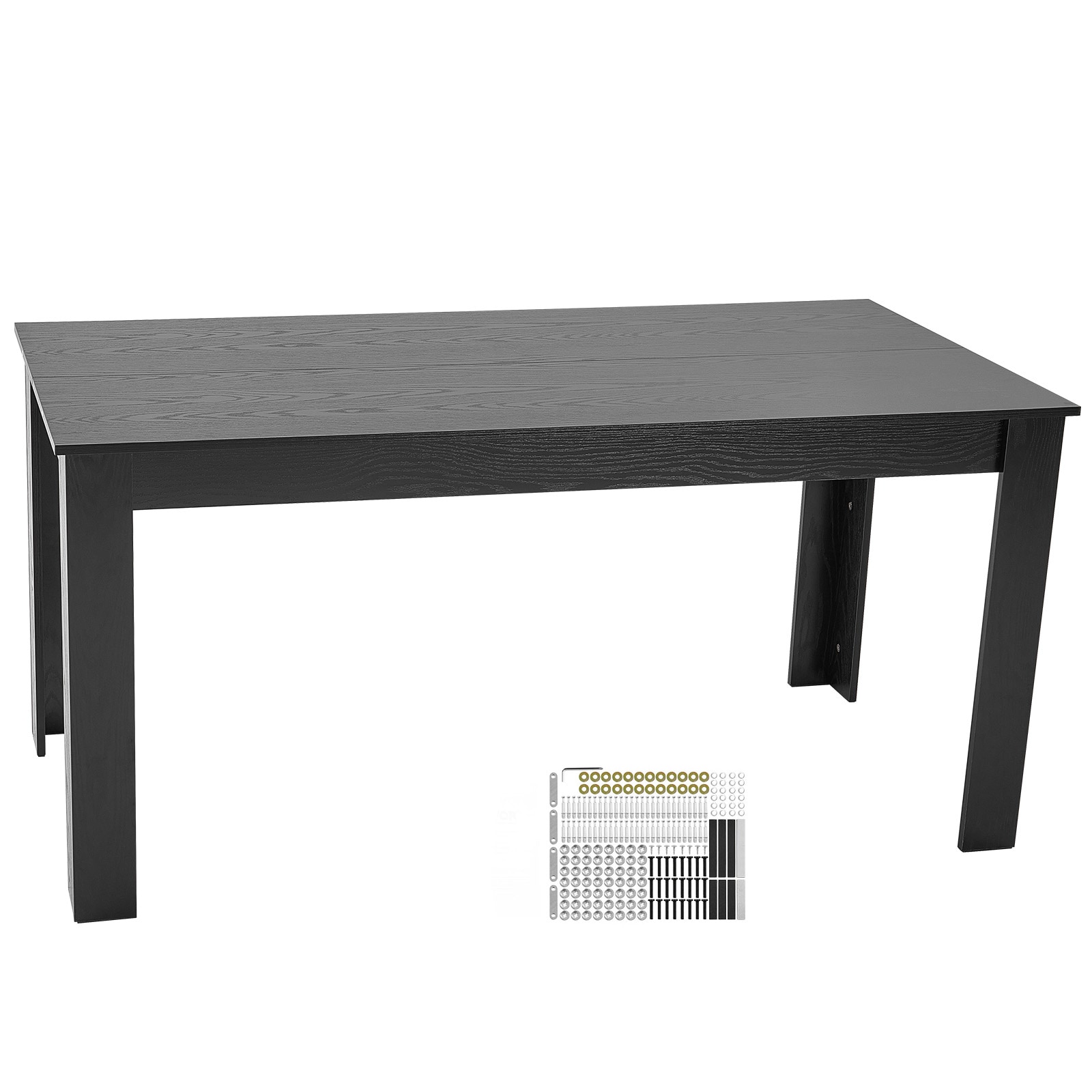 63in Rectangle Dining Table Wood Kitchen Table For 4-6 Person Black (Only Table)_voghion.com